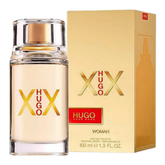 Hugo Boss Hugo XX Eau de Toilette for women, 3.4oz bottle, with sleek packaging and floral fragrance details.