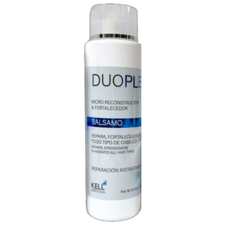 Kell Duoplex Micro Reconstructor & Fortifier Conditioner bottle, 16oz, by Farmacias Savia, with white label and pump dispenser.
