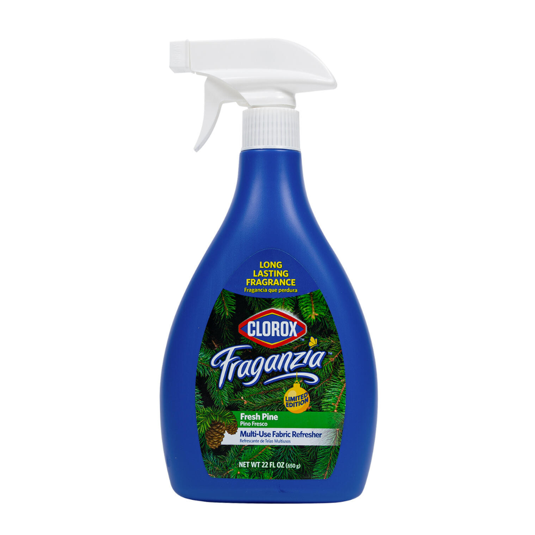 Clorox Scentiva fabric refresher spray in 27oz bottle, designed to freshen and eliminate odors from clothing and fabrics.