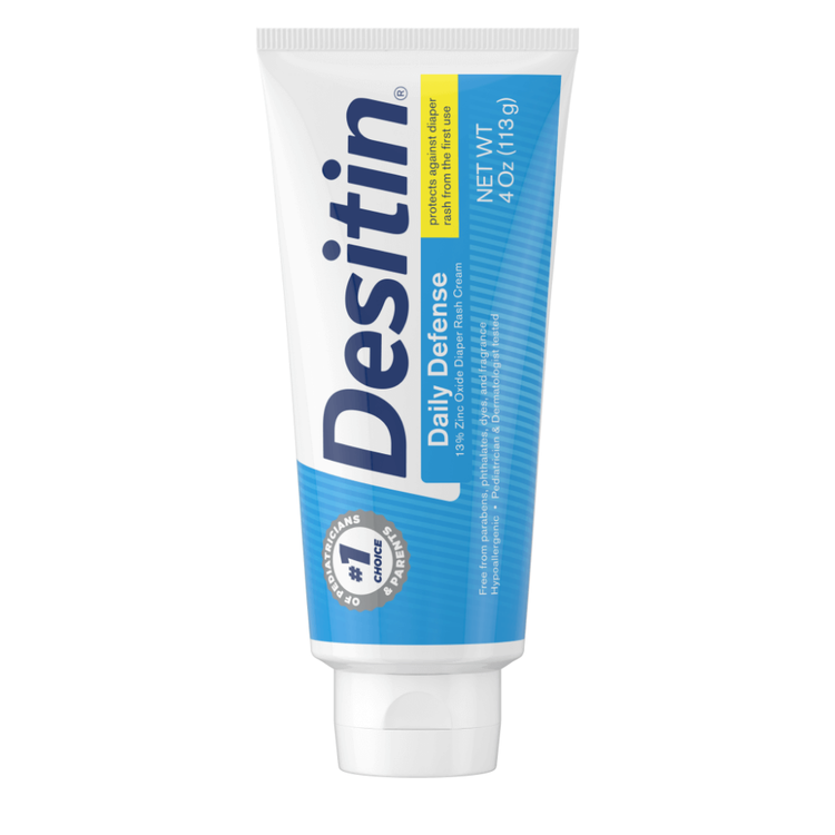 Farmacias Savia Desitin Daily Defense Cream in 4 oz jar, nourishing diaper rash cream with orange packaging.