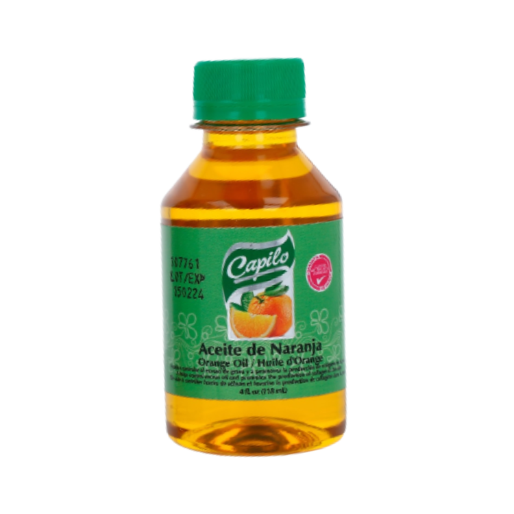 Farmacias Savia Capilo Orange Oil 4oz bottle with orange label and dropper application visible in the image.