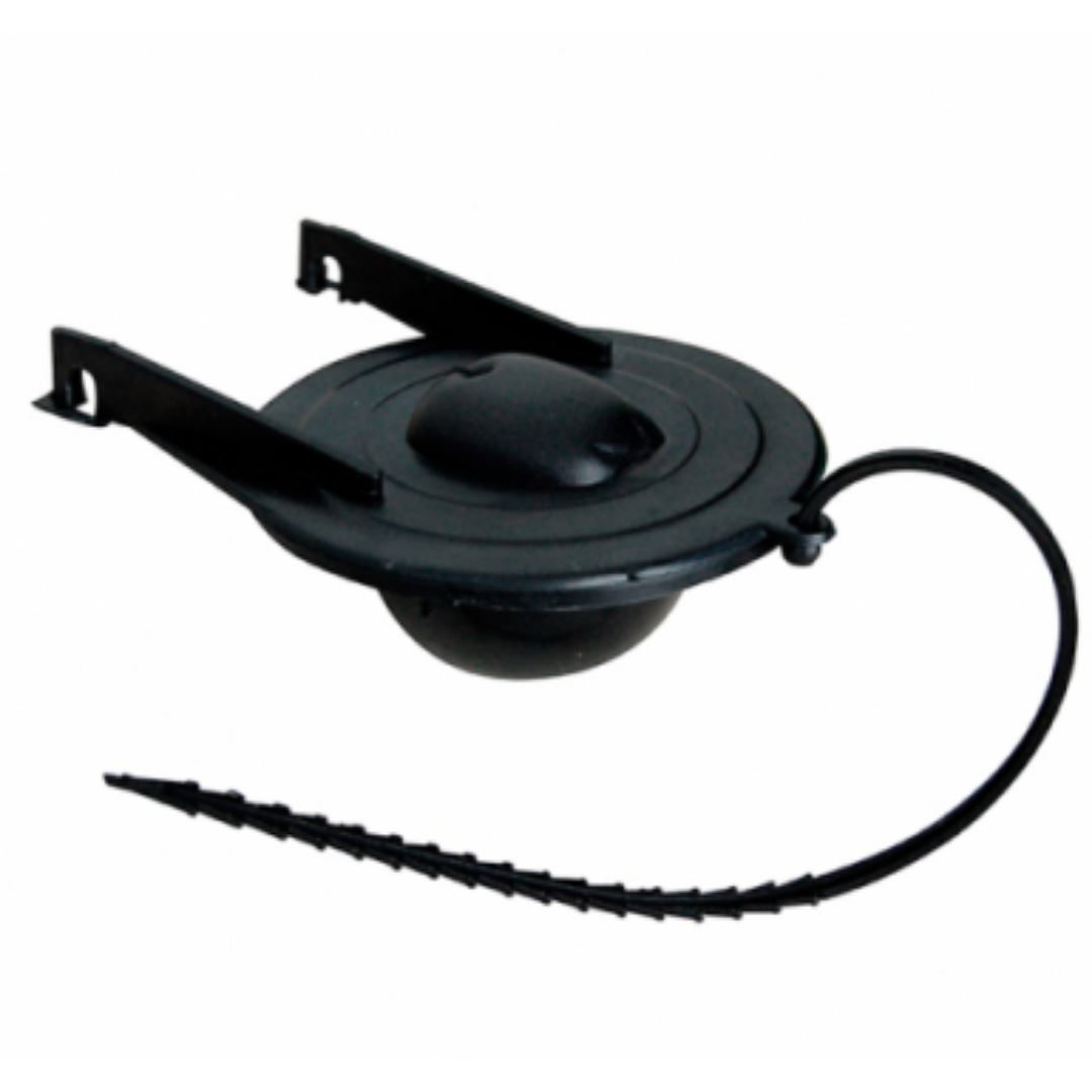 Toilet flapper replacement for bathroom repairs, shown with a standard white rubber flapper for toilet tanks.