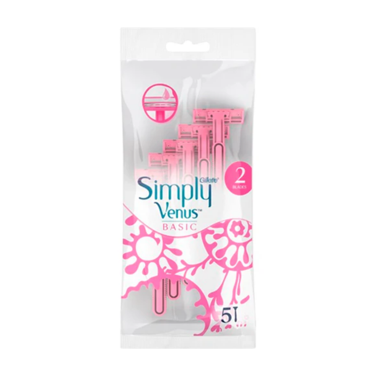 Gillette Simply Venus Basic 2-blades razor cartridges, 5-pack, for smooth shaving, by Farmacias Savia.
