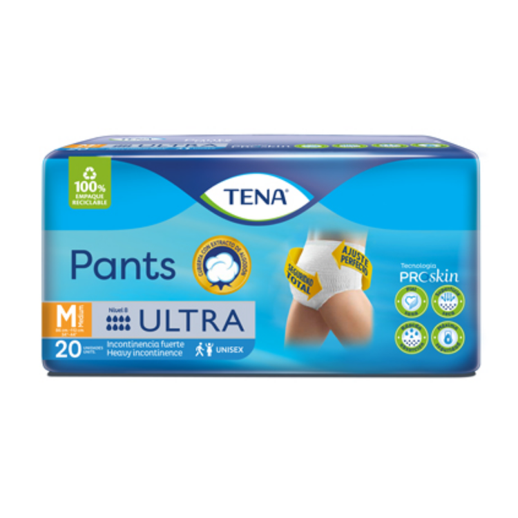 Adult Tena Pants Ultra Medium in a 20-count package, designed for comfortable adult incontinence protection.