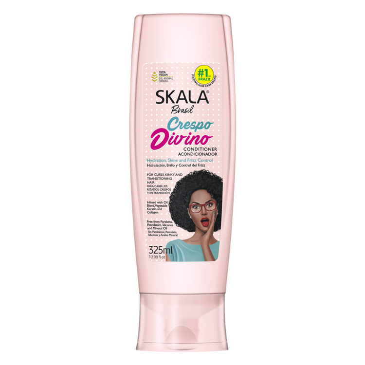 Skala Crespo Divino Conditioner for hair, 10.99 oz, in a sleek bottle with a white cap, designed for curly and textured hair.