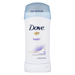 Dove Fresh Invisible Solid Antiperspirant Deodorant stick, 2.6 oz, with white packaging and blue accents, placed on a white background.