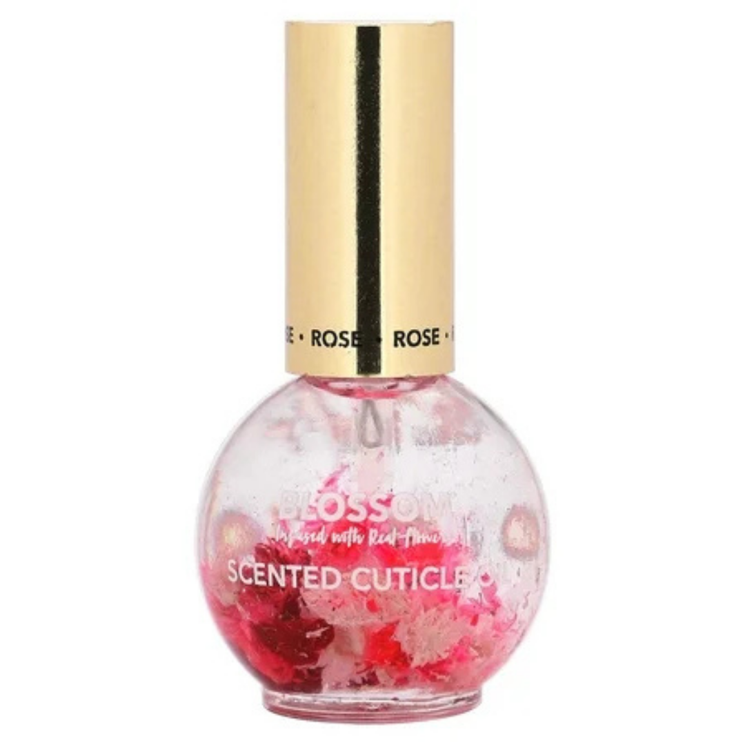 Farmacias Savia Blossom Beauty In Bloom Rose Scented Cuticle Oil 0.42oz with rose fragrance in a clear bottle