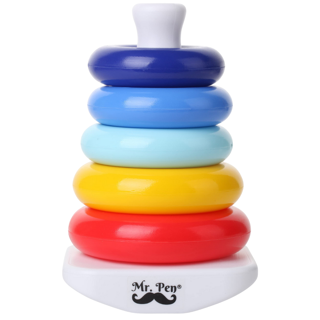 Colorful Mr. Pen Baby Stacking Rings educational toy with five rings in various sizes, designed for early childhood development.