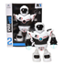 Farmacias Savia Space Police Robot Warrior action figure with lights and music, showcasing a white robot in a dynamic pose