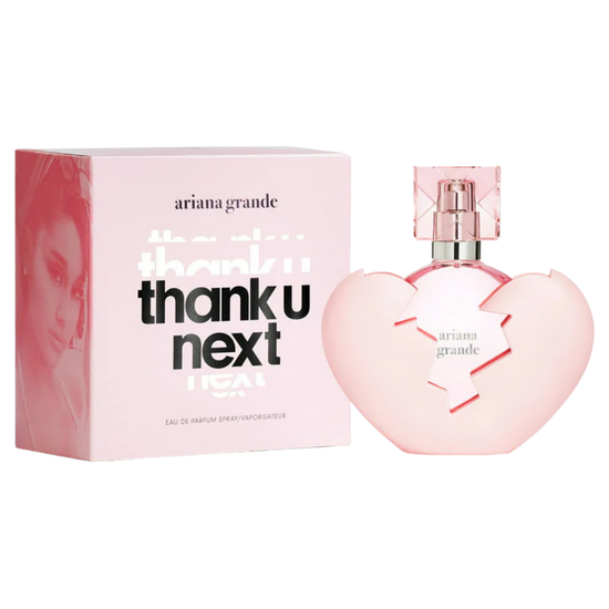 Ariana Grande Thank U, Next Eau de Parfum for Women in 3.4oz bottle, featuring a sleek perfume bottle design.