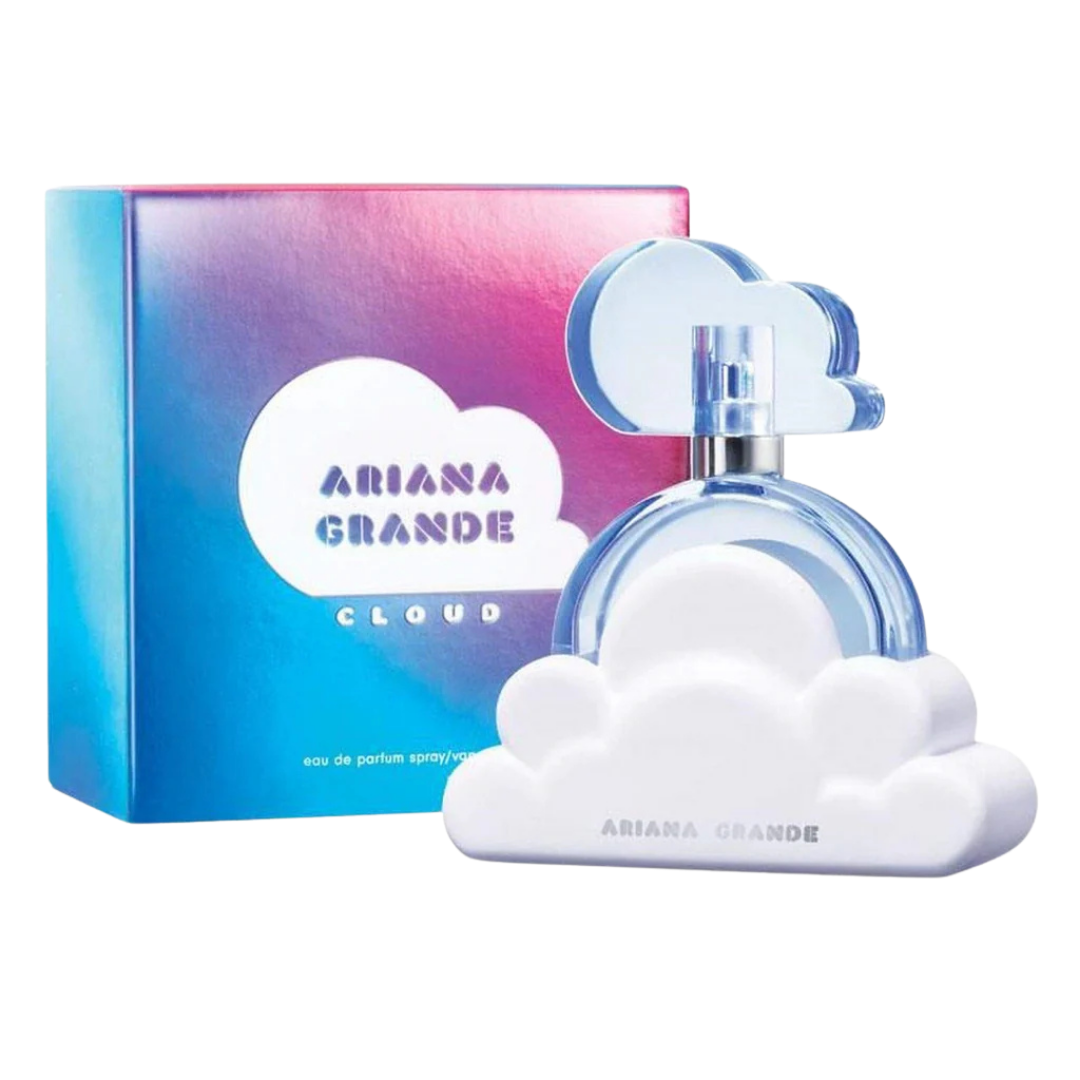 Ariana Grande Cloud Eau de Parfum for Women in 3.4oz bottle, featuring a sleek design and floral packaging.