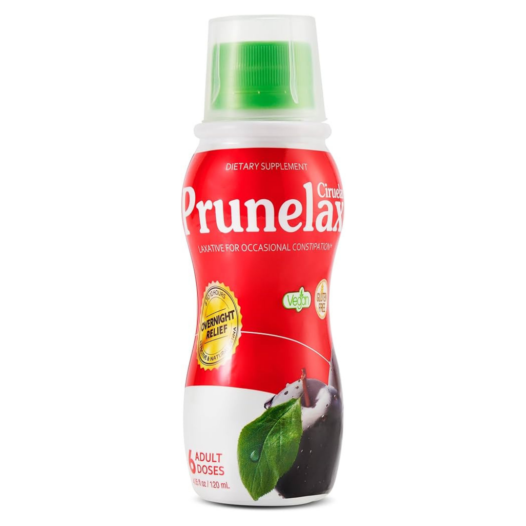 Prunelax Ciruelax Liquid Laxative in 4.05 fl oz bottle, showing the product label and packaging.