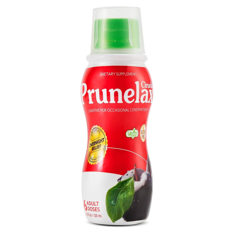 Prunelax Ciruelax Liquid Laxative in 4.05 fl oz bottle, showing the product label and packaging.