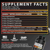 Nutrex Anabol Ripped testosterone booster supplement bottle with 60 caps, designed to support muscle growth and energy levels.