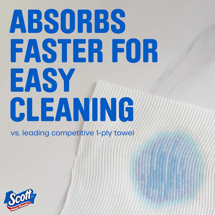 White Scott Choose-A-Sheet 1-ply paper towels on two double rolls with 108 sheets each, ideal for cleaning and drying.