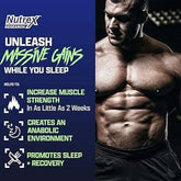 Nutrex Anabol NightTime testosterone booster capsules in a bottle, dietary supplement for hormonal support, 60 capsules.