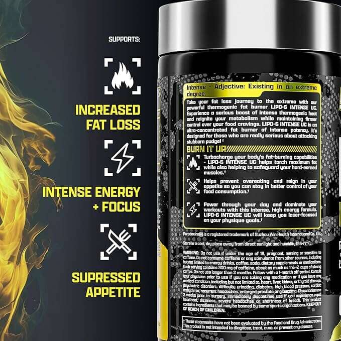 Nutrex LIPO-6 Intense Ultra Concentrate weight loss supplement capsules, 60-count, for energy and fat burning.