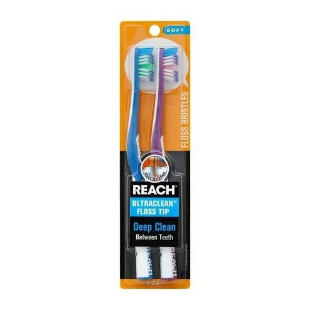 Reach Deep Cleaning Toothbrushes in a 2-pack, soft bristles, designed for effective oral care by Farmacias Savia.