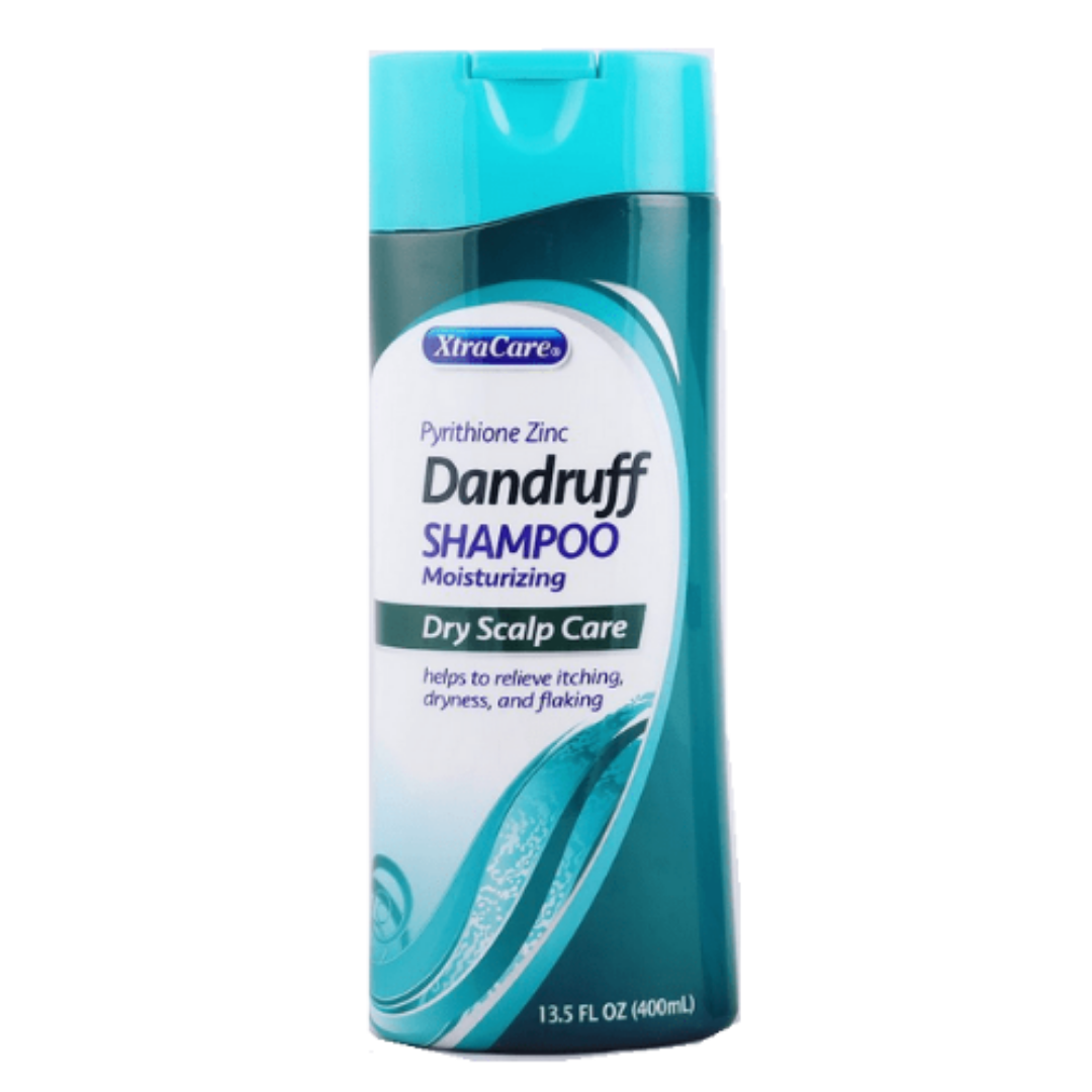 XtraCare Moisturizing Dandruff Shampoo for dry scalp in a 13.5oz bottle, designed to soothe and hydrate scalp.
