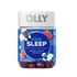 OLLY Kids Sleep Gummies bottle showing 50 chewable gummies for children’s sleep support, in colorful packaging.