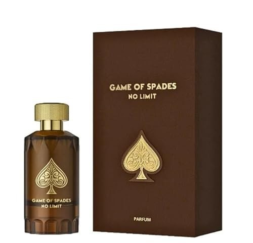 Unisex Game of Spades No Limit perfume spray by Jo Milano in 3.4 oz bottle, featuring a sleek design and bold branding.