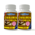 Pharma Natural Cinnamon supplement bottles, 500 mg, 60 capsules each, in a natural vitamin and supplement setting.