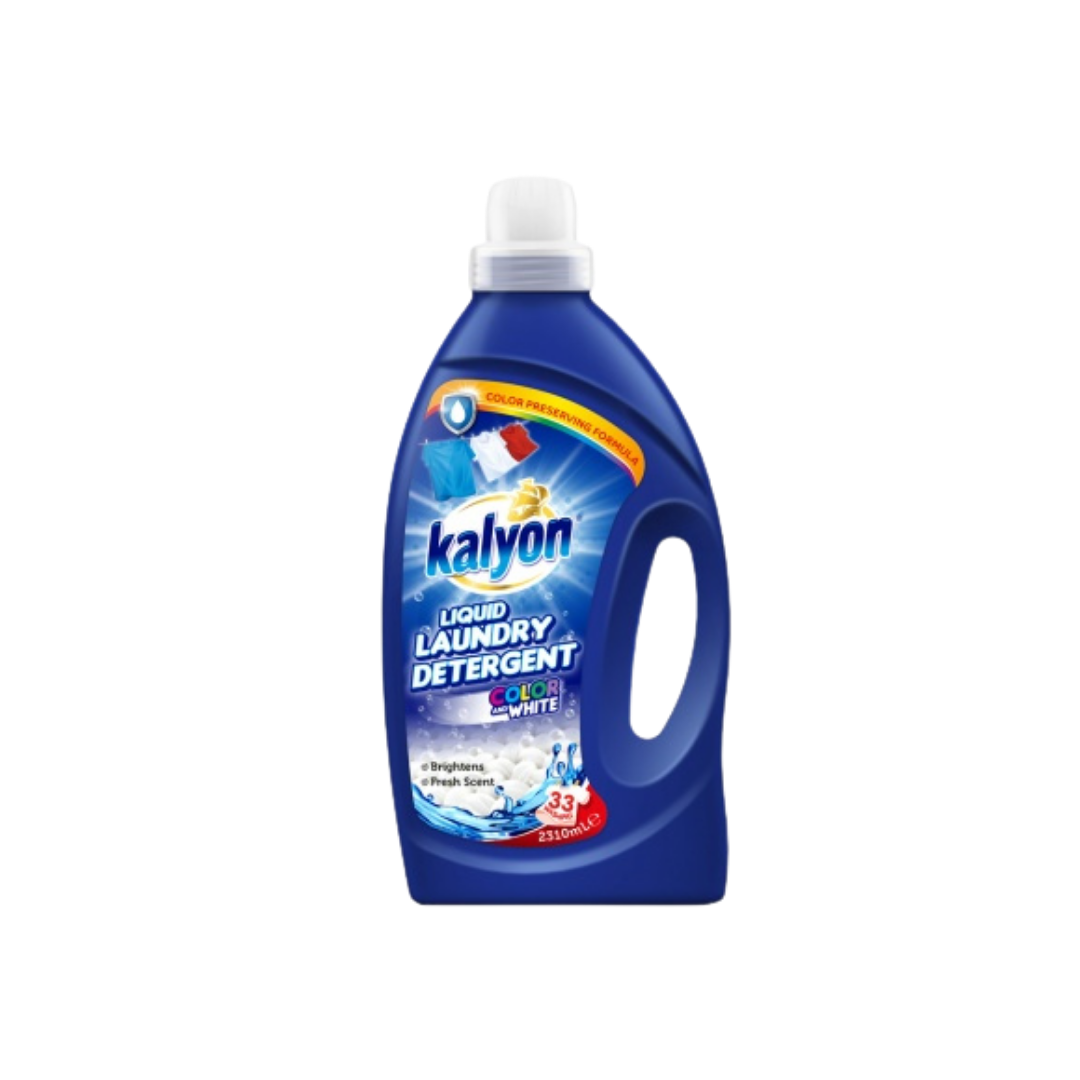 Liquid laundry detergent Kalyon Color and White by Farmacias Savia in a 2310ml bottle, suitable for colored and white clothes.