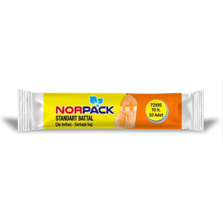 Farmacias Savia NorPack 70L disposable garbage bags, 10-pack, sturdy waste disposal bags for household use.