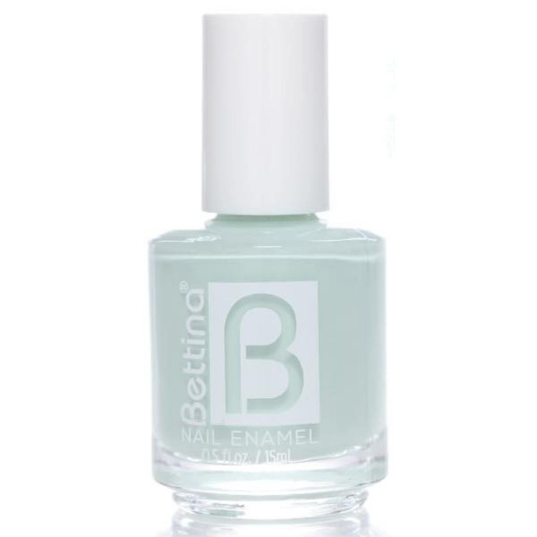 Farmacias Savia Bettina Nail Polish Orchidea 0.5oz with lavender-purple color, smooth glossy finish, and elegant packaging.