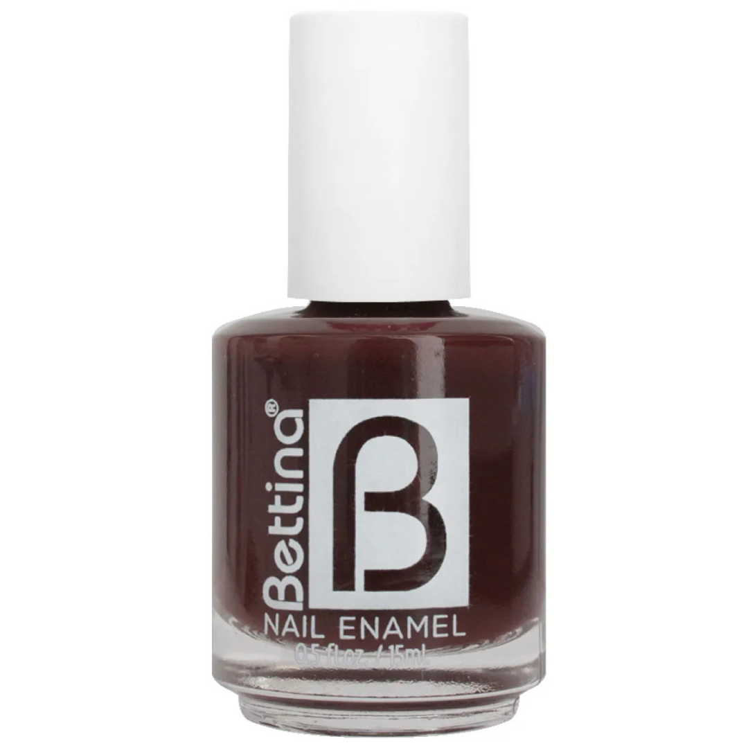 Esmalte Bettina Espresso 1569 nail polish from Farmacias Savia, 0.5oz bottle with dark brown shade and brand label visible.