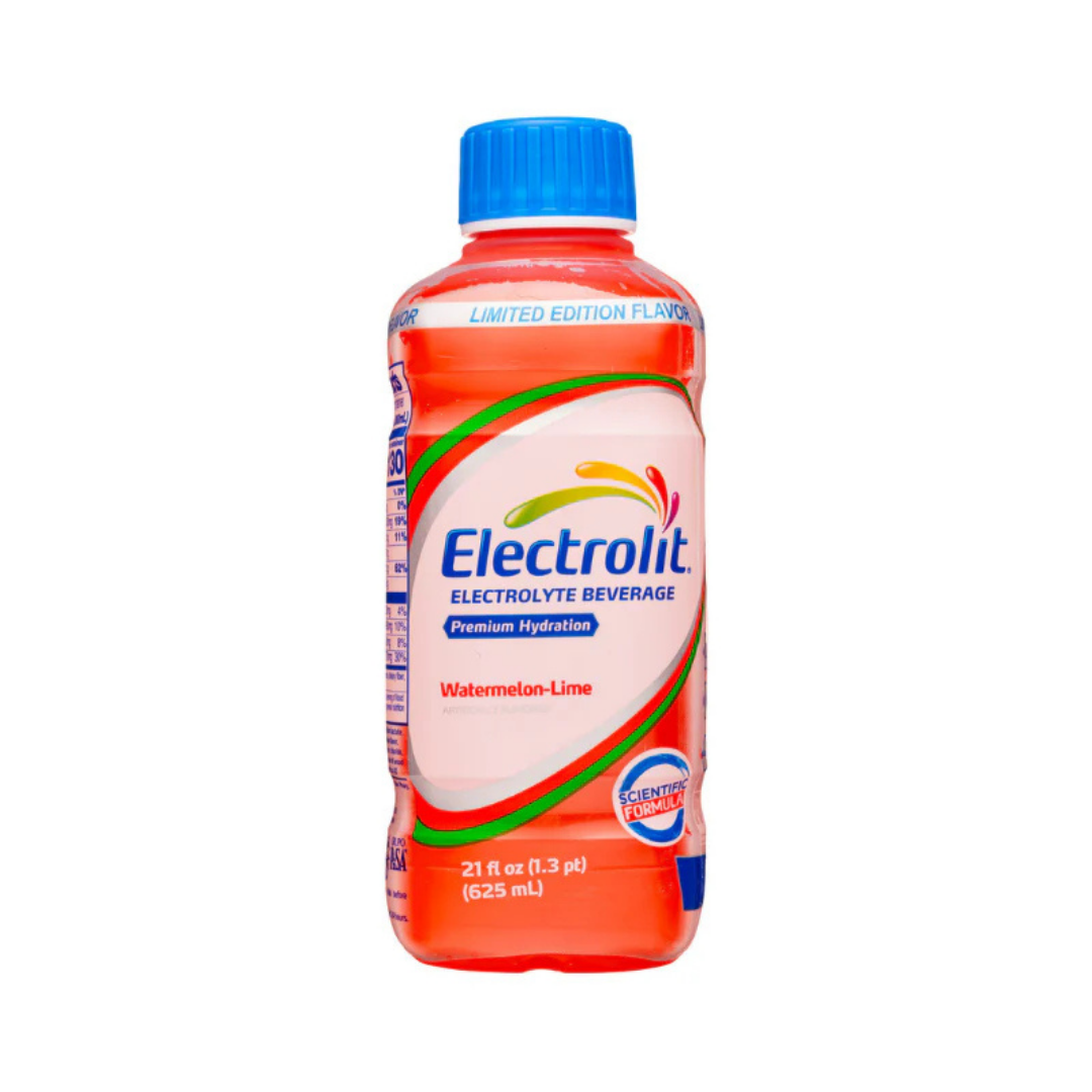 Electrolit Watermelon electrolyte drink in a 21oz bottle with vibrant watermelon label and clear plastic cap.