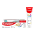 Colgate Total Active Prevention toothpaste with a premium toothbrush, 5.3oz, shown with packaging and toothbrush in a natural setting.
