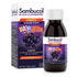Sambucol Black Elderberry Kids Syrup bottle by Farmacias Savia, 4oz, with label featuring elderberries and child-friendly design.