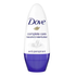Dove Complete Care Roll-On Deodorant in 1.35oz, featuring a white and blue bottle with Dove branding and clear product labeling.