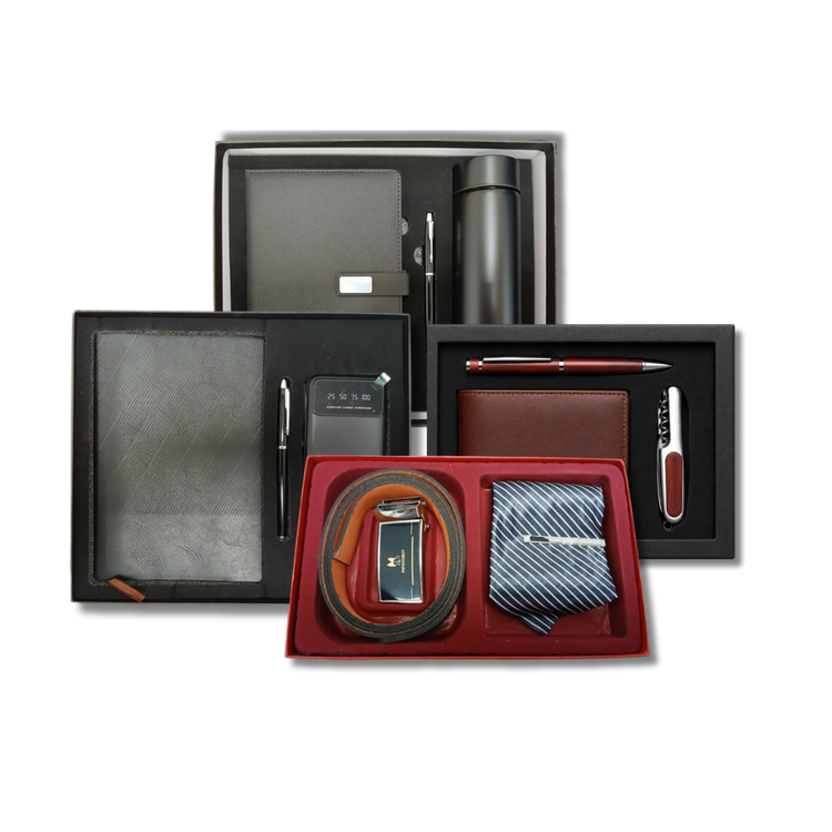 Gift set for men by Farmacias Savia, includes grooming and personal care products, arranged in a sleek presentation.