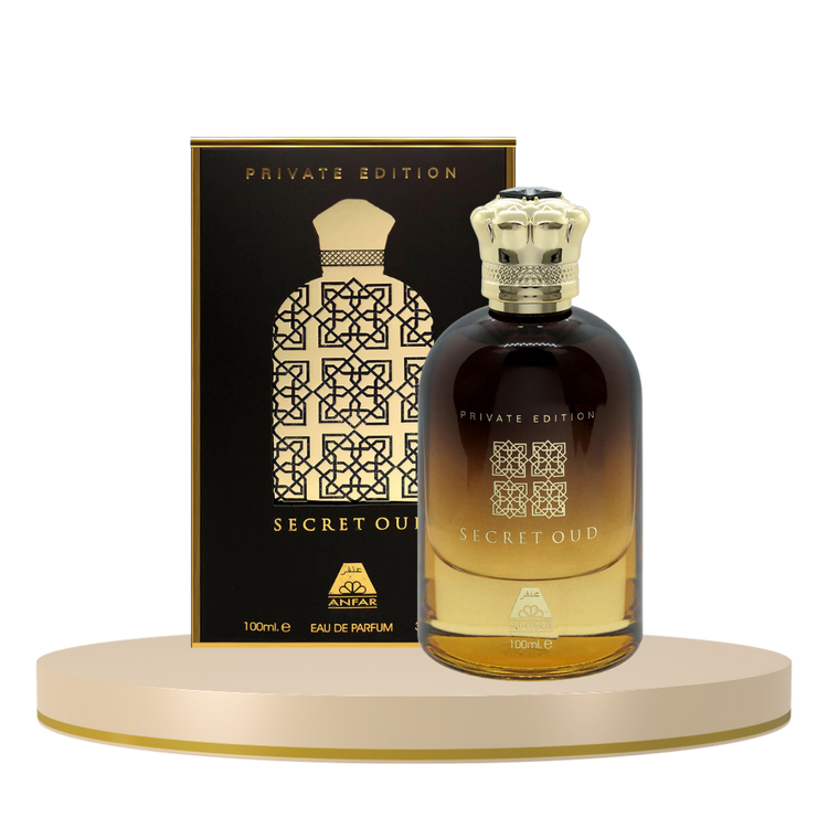 Farmacias Savia ANFAR SECRET OUD men’s perfume bottle with elegant packaging and dark, aromatic fragrance design.