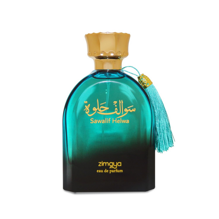 Afnan Zimaya Sawalif Helwa unisex perfume bottle with elegant design, 3.4oz size, on a neutral background