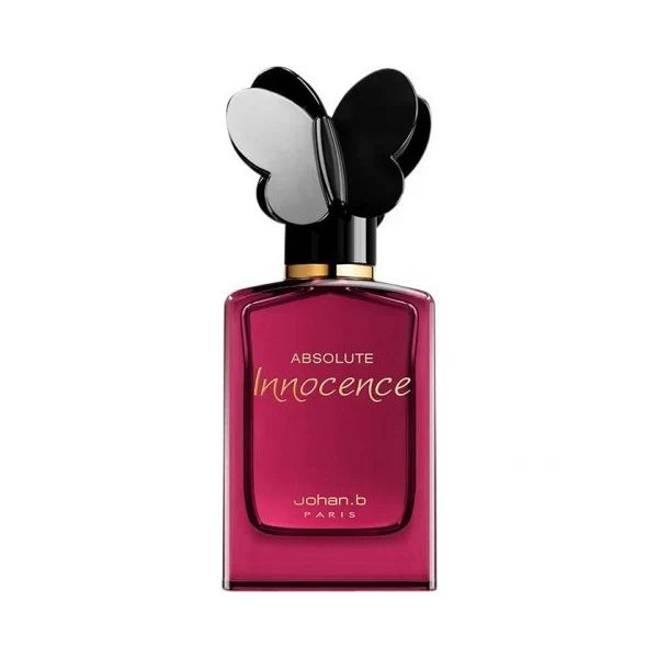 Johan B Ladies Absolute Innocence EDP spray for women, 3.4 oz bottle with elegant floral perfume design.
