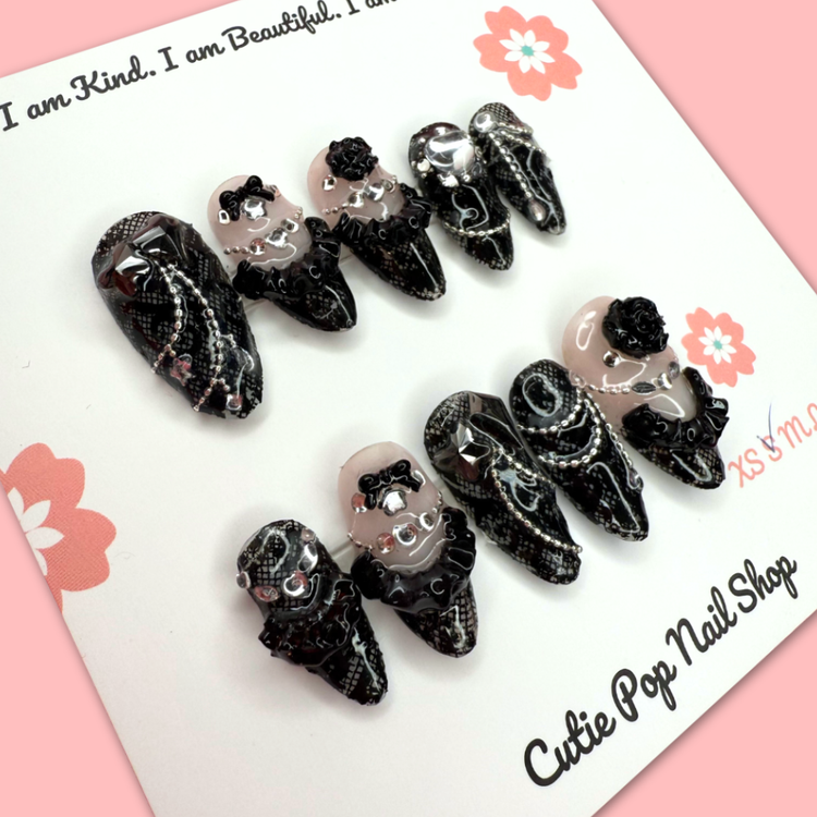 Angelic Lace Black Elegant Nail Wraps