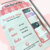 Anime-inspired LUNA nail strips from Cutie Pop Nail Shop, featuring colorful, decorative nail art designs on a sheet.