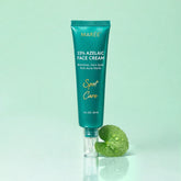 Maree azelaic acid cream for sensitive skin in a white jar with a pump dispenser, smooth cream visible on the open lid.