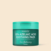 Maree Azelaic Acid Soothing Pads displayed with open container showing round pads inside.