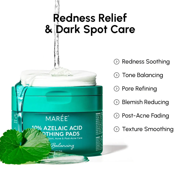 Maree Azelaic Acid Soothing Pads with textured surface, designed for gentle skin calming and brightening.