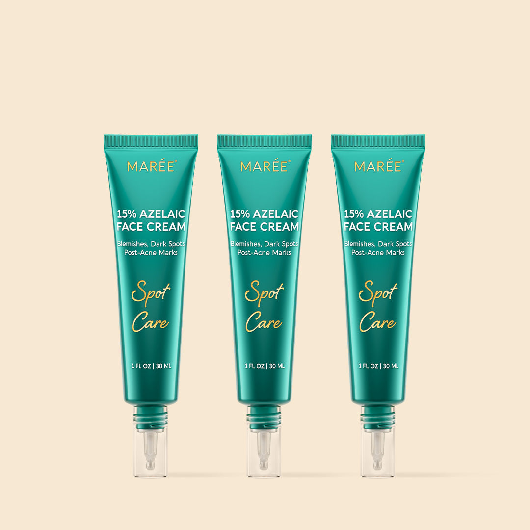 Maree Azelaic Acid Cream for sensitive skin, featuring a jar of soothing skincare cream with a white and light blue packaging design