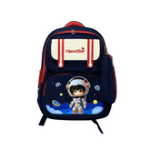 Navy blue school backpack with astronaut and planets design from Farmacias Savia AA2024-11 series.