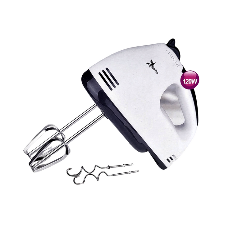 Homeboss hand blender from Farmacias Savia, black and silver, with a removable blending stick and control buttons.