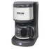 Better Chef 4-cup coffee maker in black with glass carafe and control panel for brewing coffee at home.