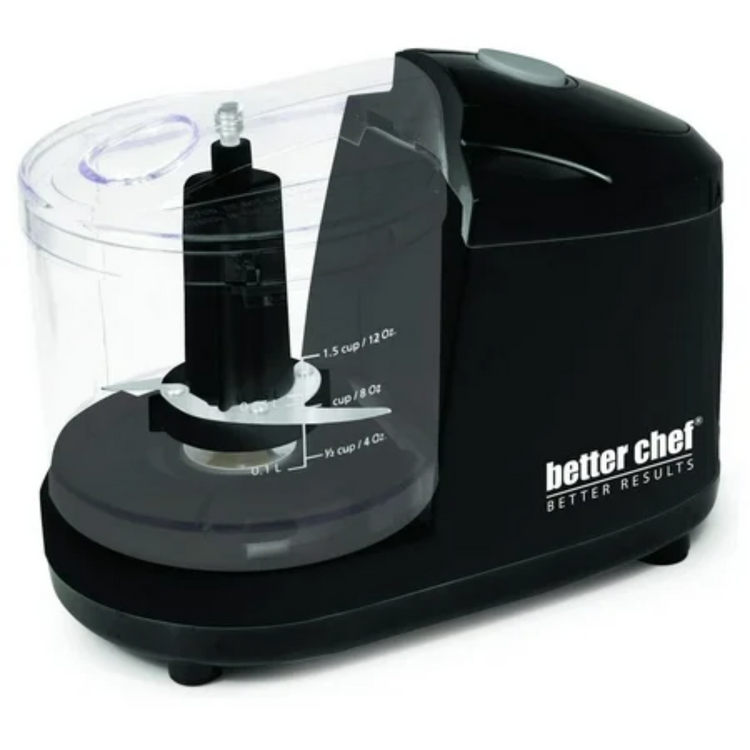 Black BETTER CHEF 1.5-Cup Compact Chopper for kitchen prep, compact design, electric food processor from Farmacias Savia.