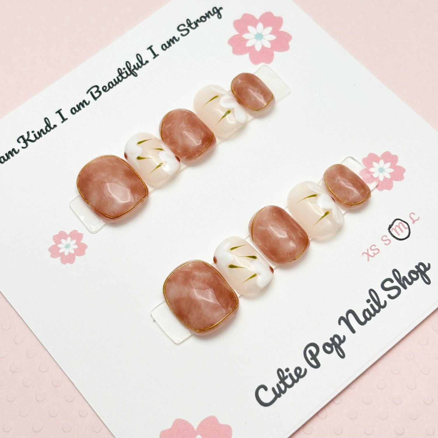 Bloom and Beige Floral Press-On Nail Set