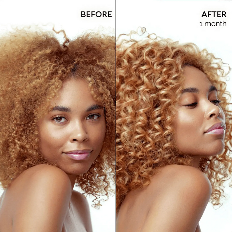 Before and after images of Maree Keratin Hair Treatment showing smoother, shinier hair with biotin infusion.